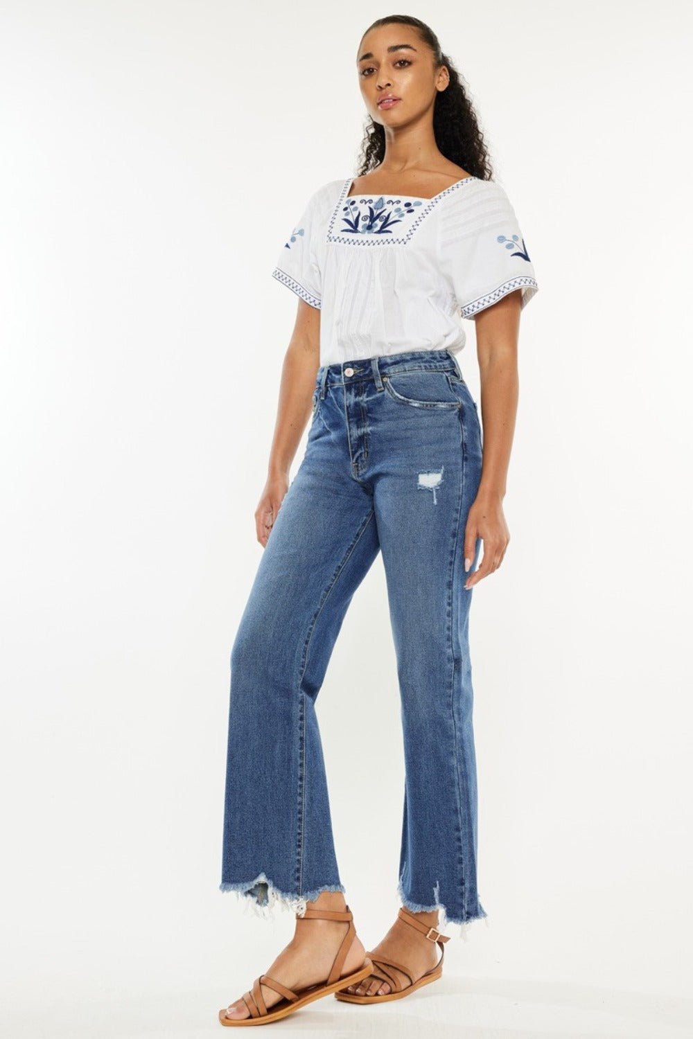 Kancan Full Size High Rise Slim Wide Leg Jeans - EMMY