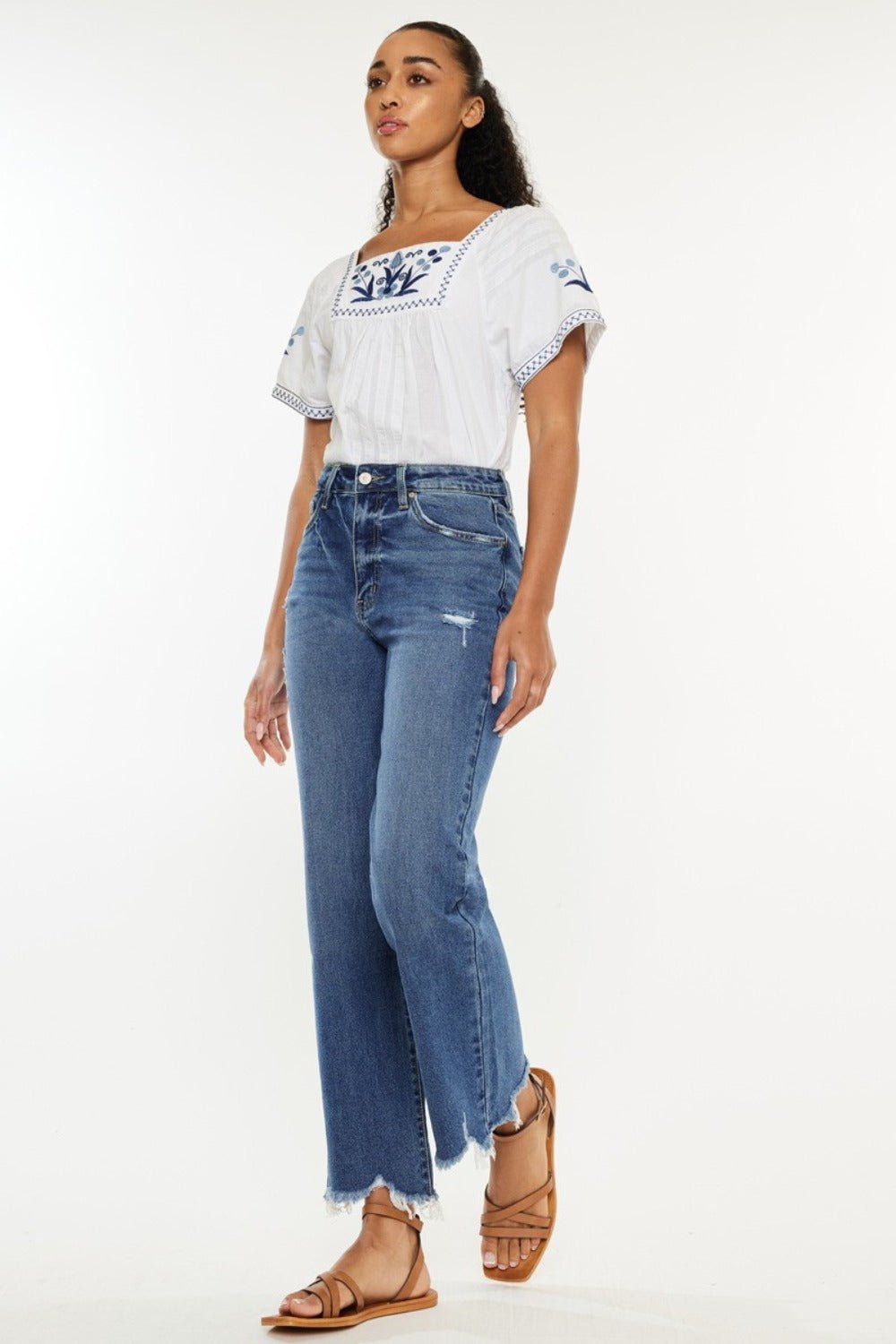 Kancan Full Size High Rise Slim Wide Leg Jeans - EMMY