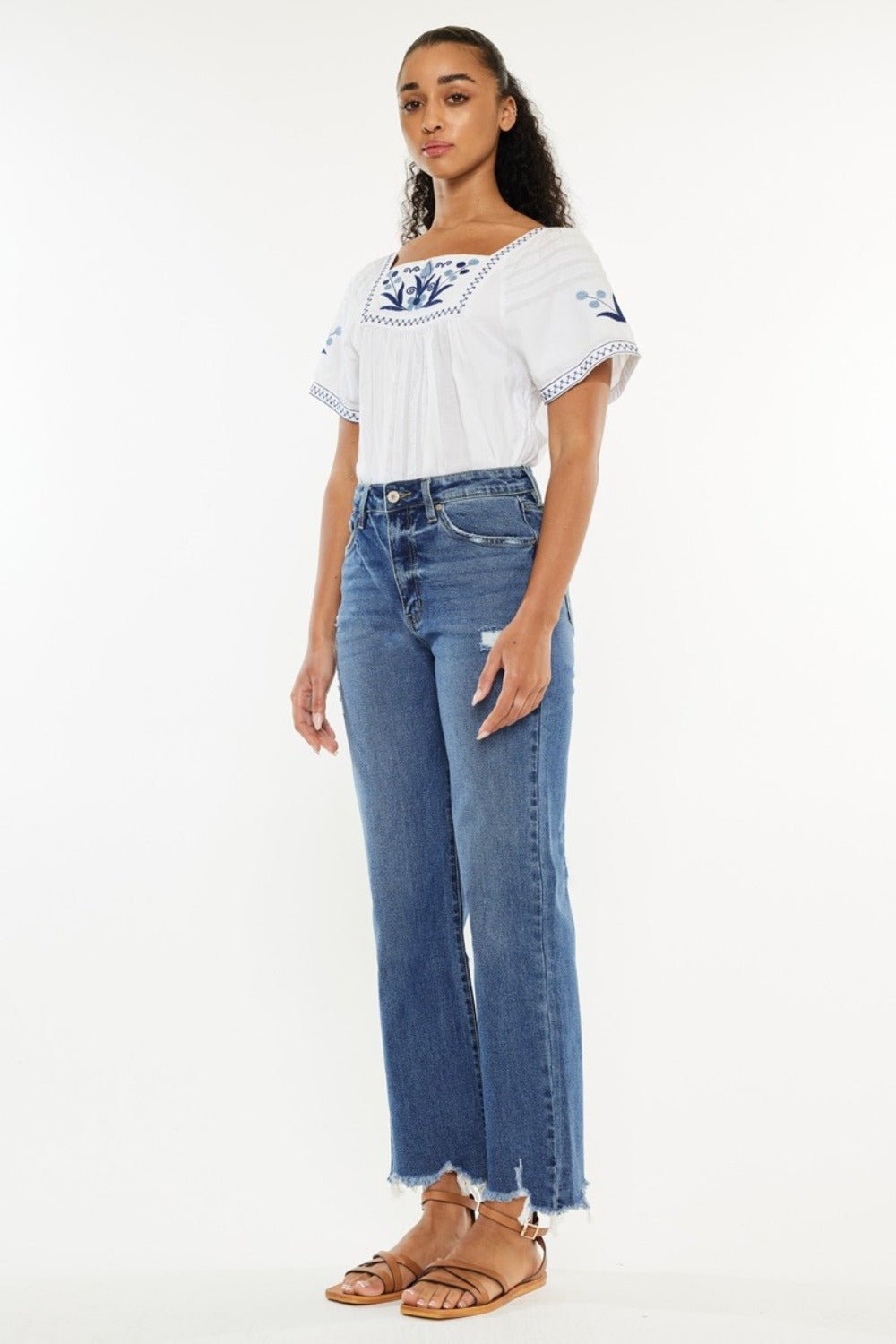 Kancan Full Size High Rise Slim Wide Leg Jeans - EMMY