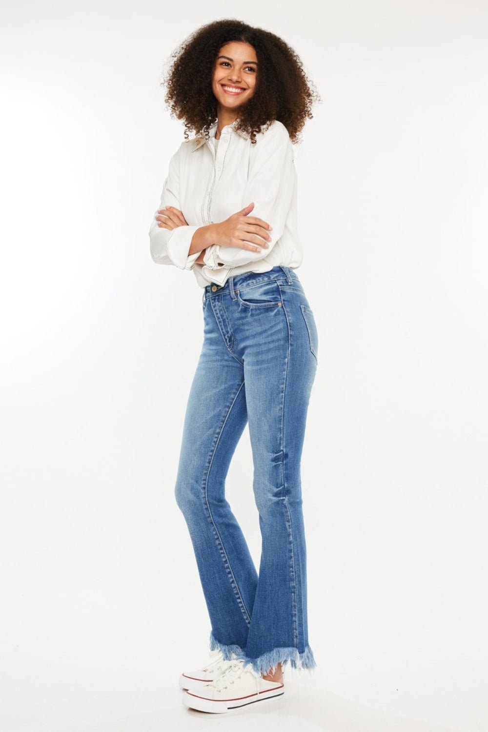 Kancan High Rise Frayed Hem Jeans - EMMY