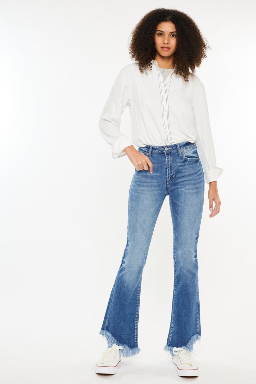 Kancan High Rise Frayed Hem Jeans - EMMY