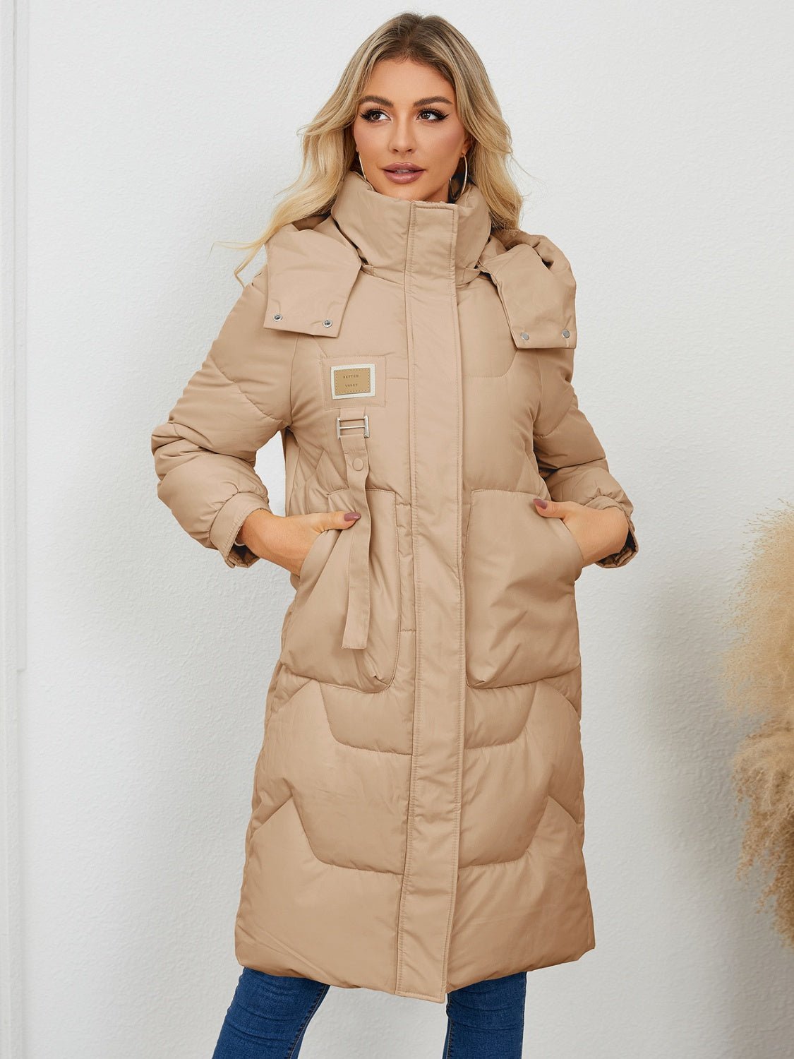 Long Sleeve Longline Hooded Winter Coat - EMMY