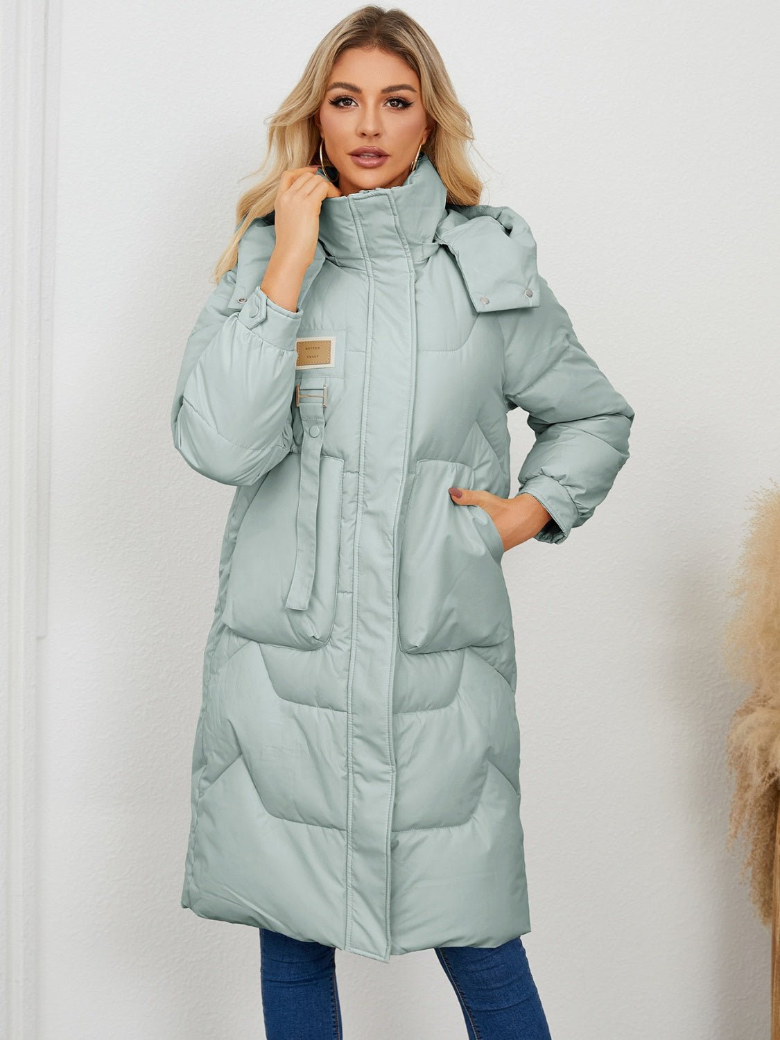 Long Sleeve Longline Hooded Winter Coat - EMMY