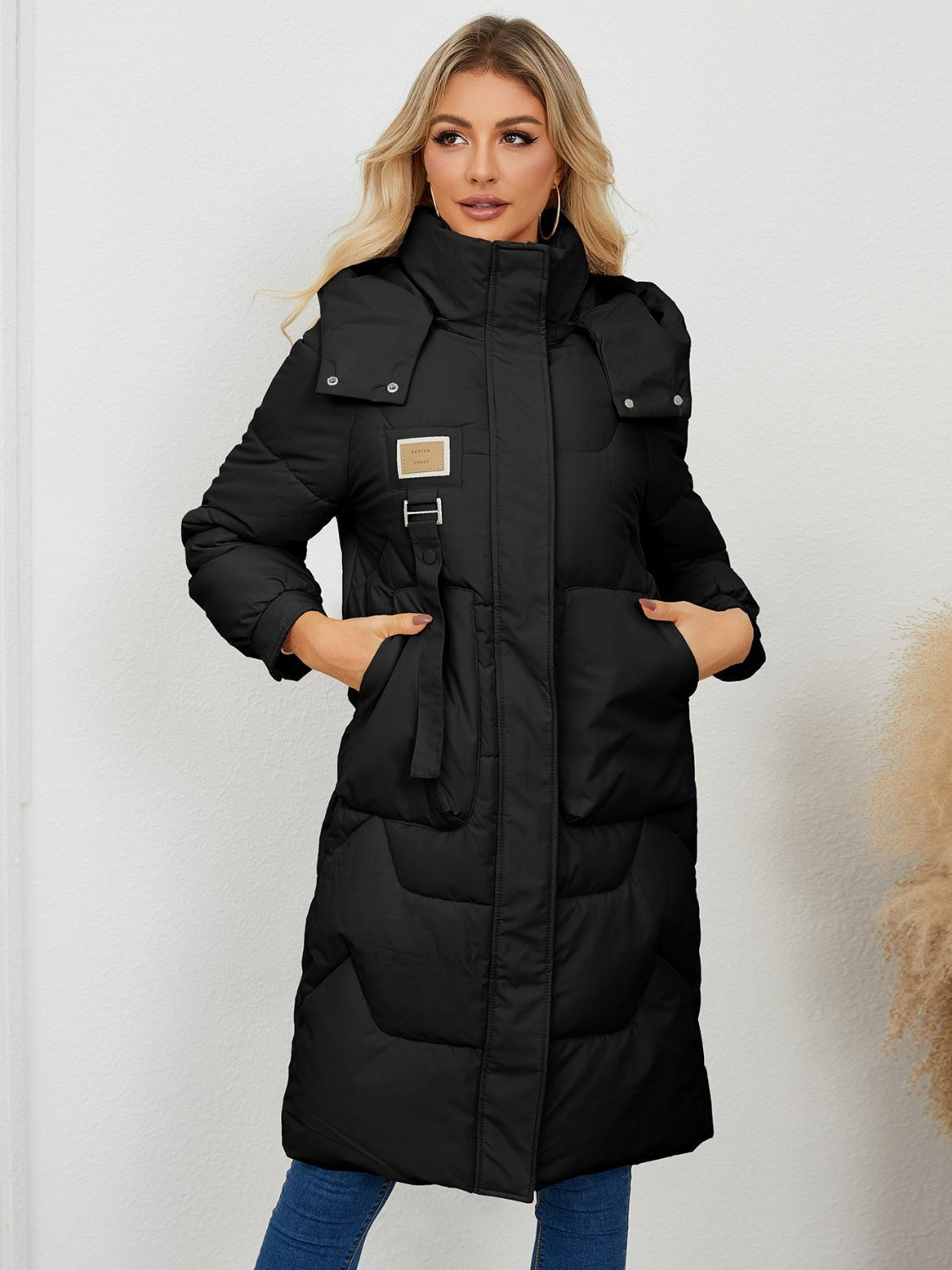 Long Sleeve Longline Hooded Winter Coat - EMMY