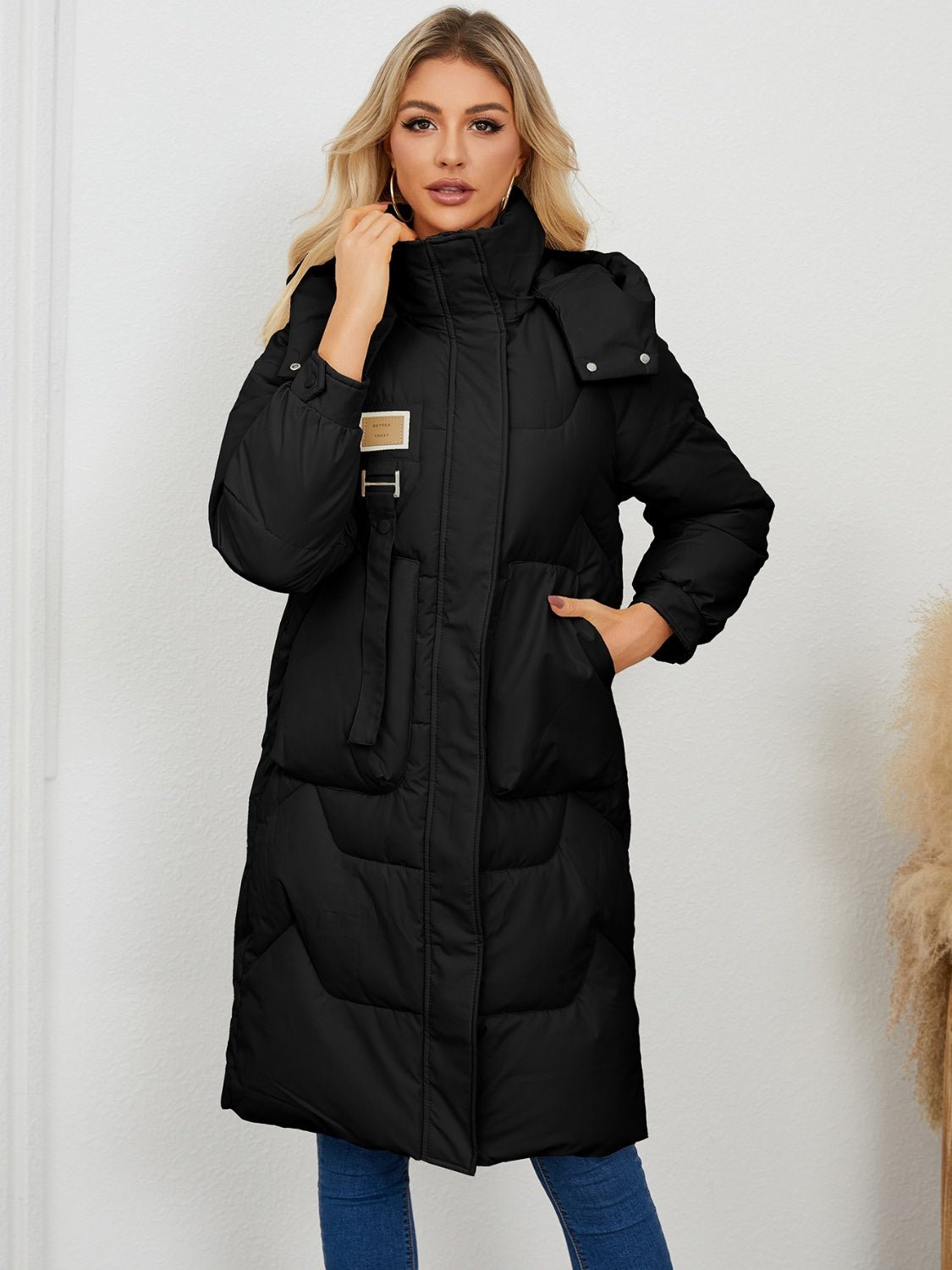 Long Sleeve Longline Hooded Winter Coat - EMMY