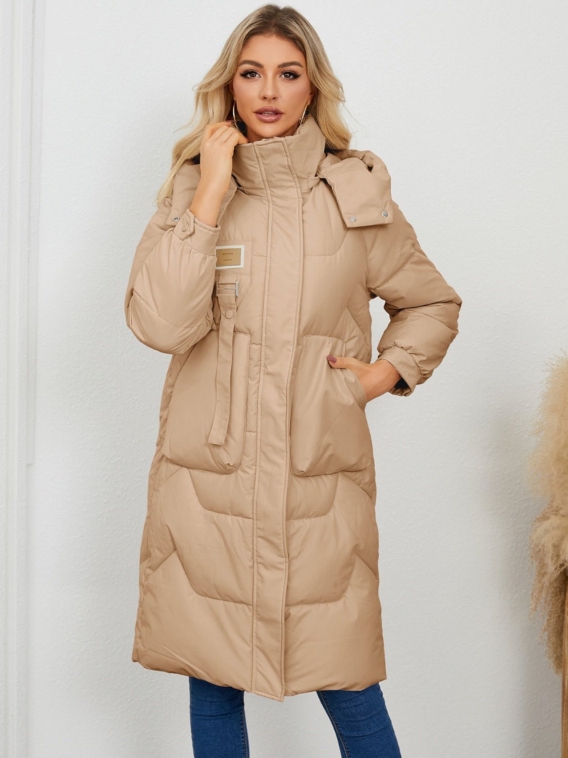 Long Sleeve Longline Hooded Winter Coat - EMMY