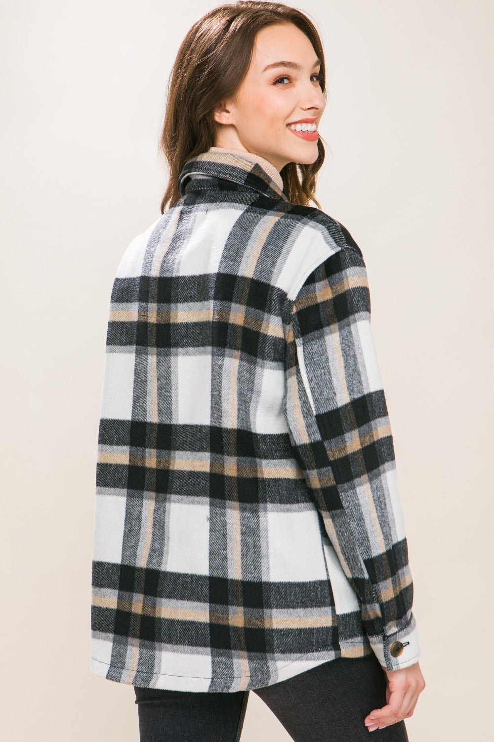 Love Tree Plaid Button Up Shacket - EMMY