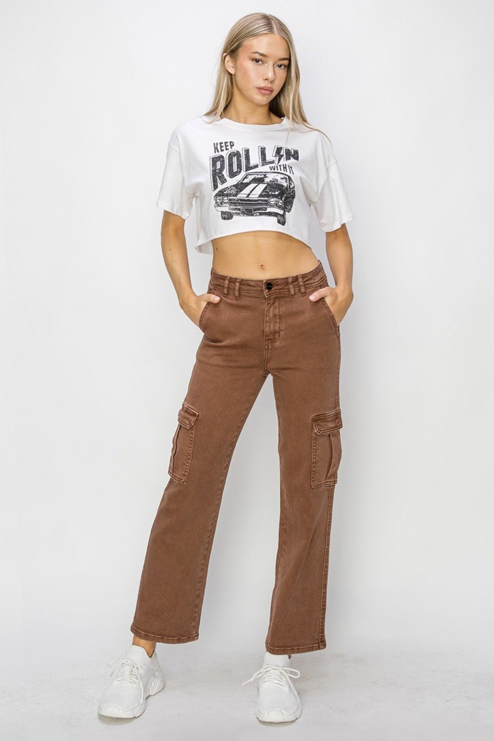 Risen Full Size High Rise Cargo Jeans - EMMY