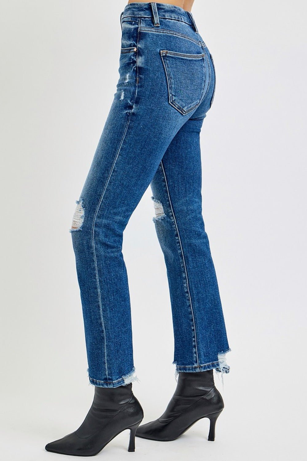 RISEN Full Size High Rise Distressed Crop Straight Jeans - EMMY