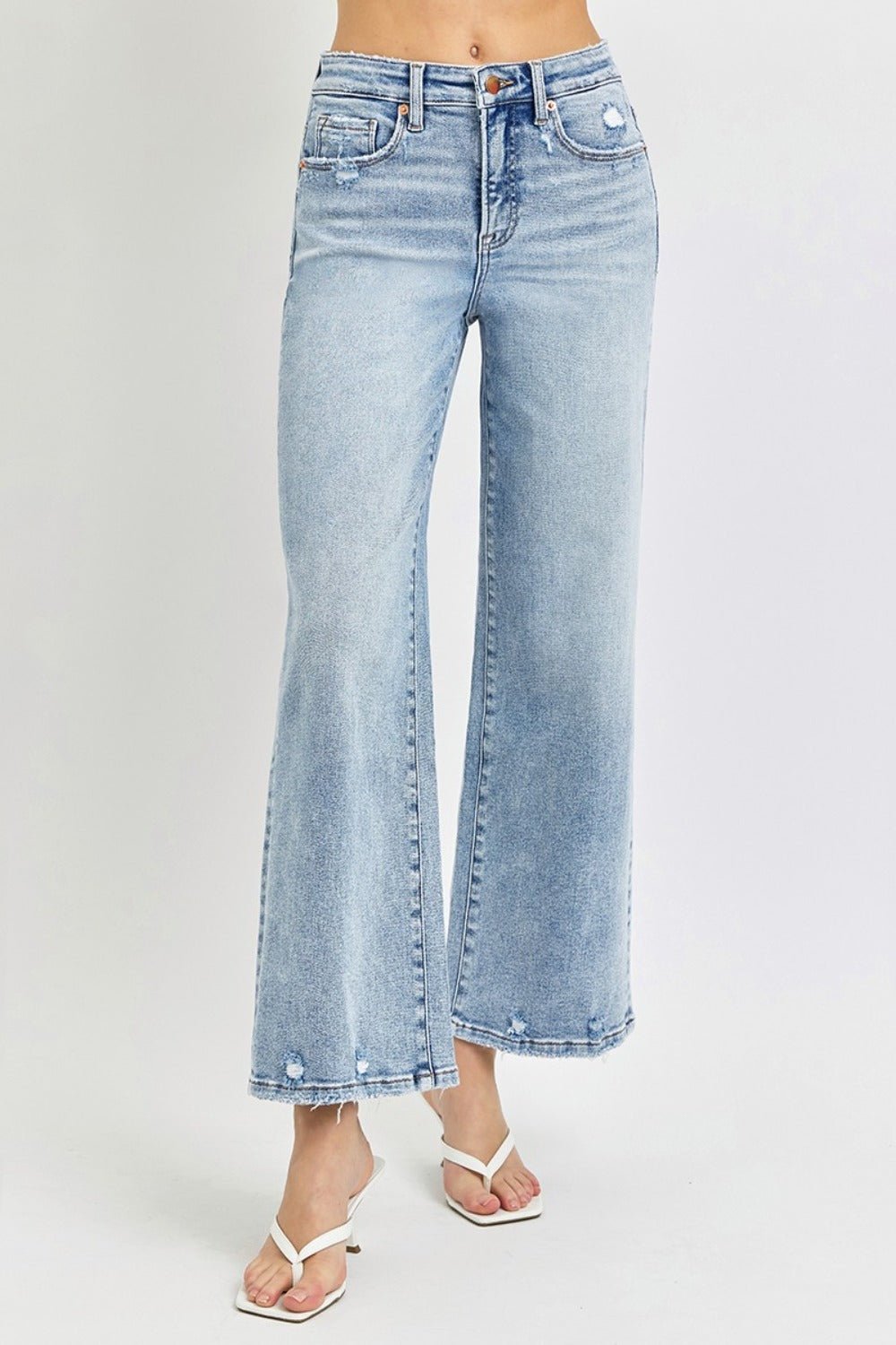 RISEN Full Size Tummy Control High Rise Crop Wide Leg Jeans - EMMY