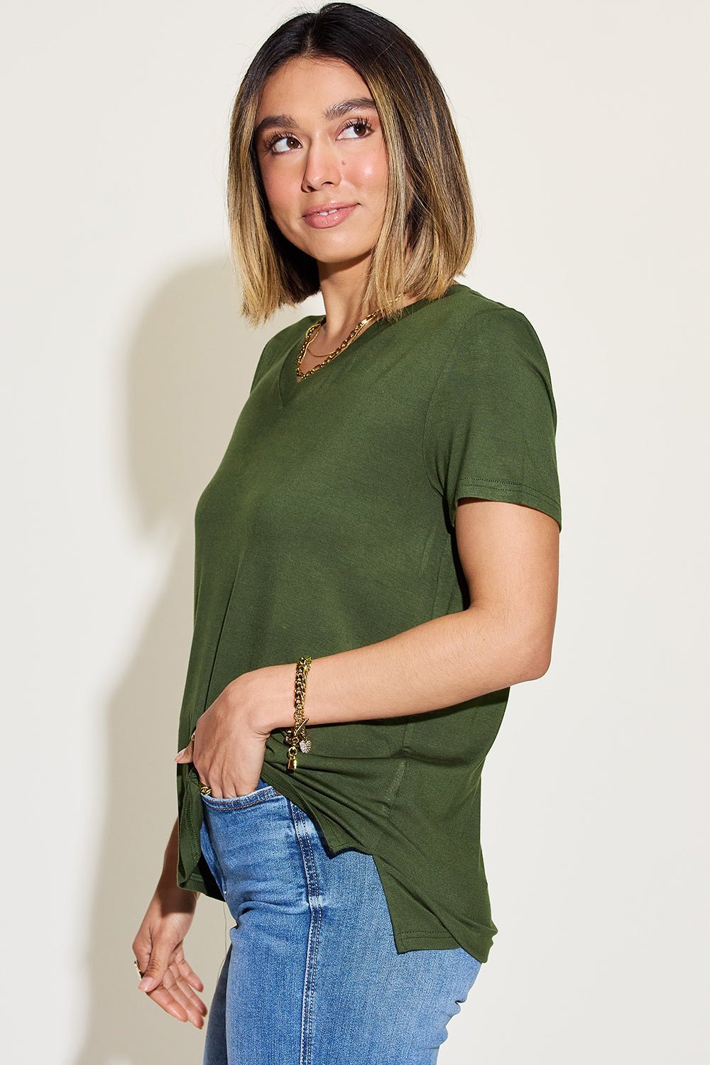 V-Neck High-Low T-Shirt - EMMY