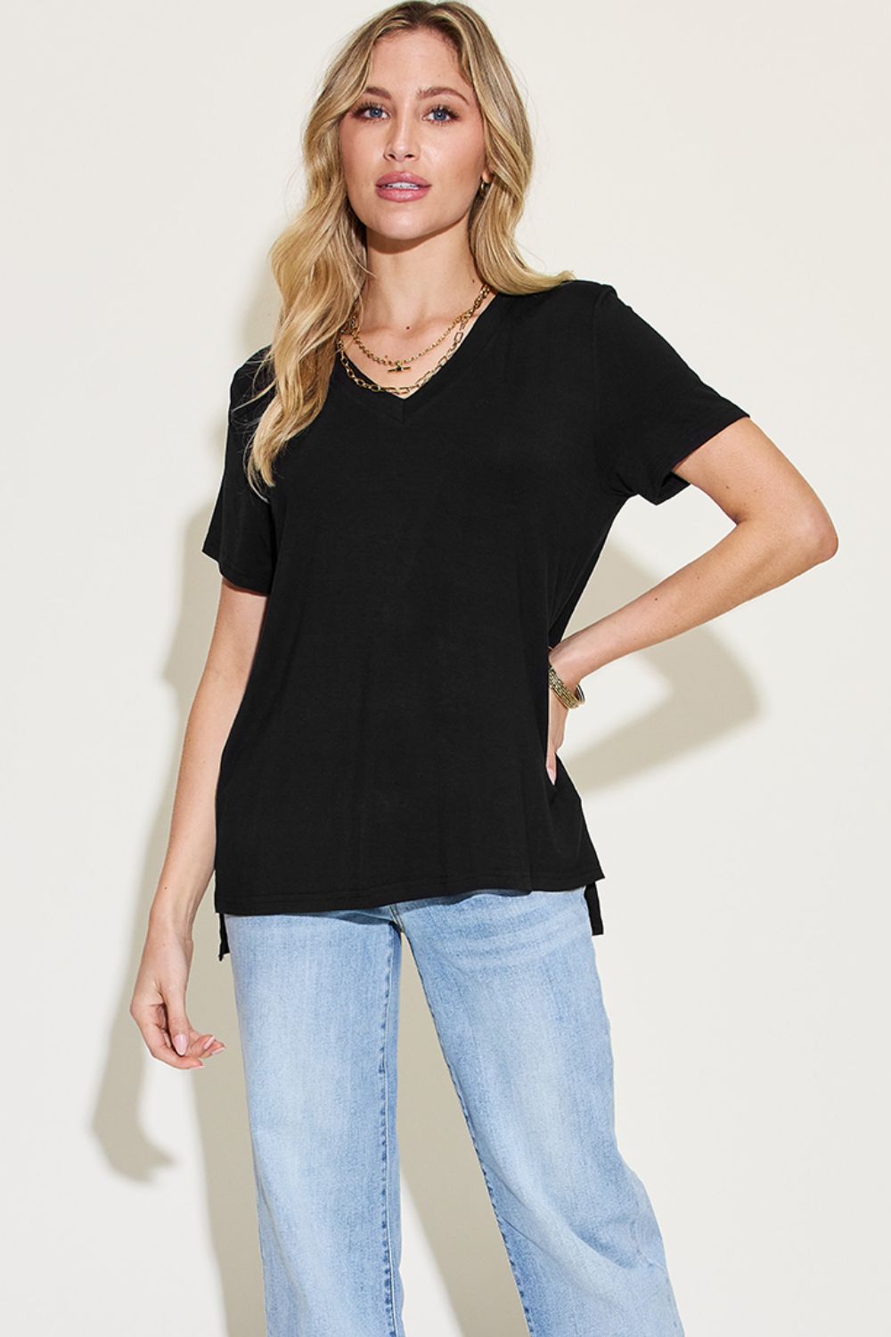 V-Neck High-Low T-Shirt - EMMY