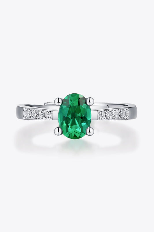 1 Carat Lab-Grown Emerald Side Stone Ring - EMMY