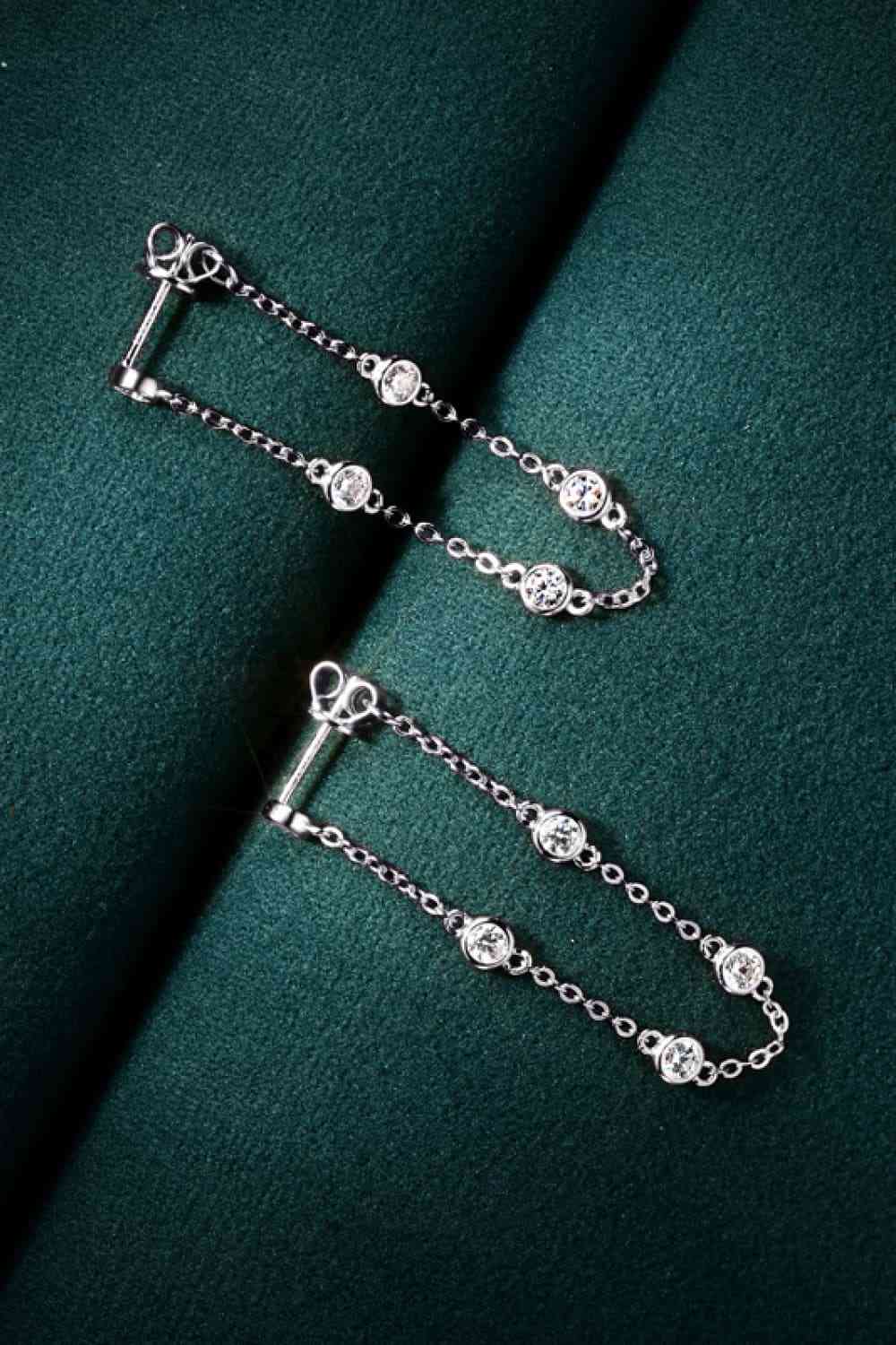 1 Carat Moissanite 925 Sterling Silver Chain Earrings - EMMY