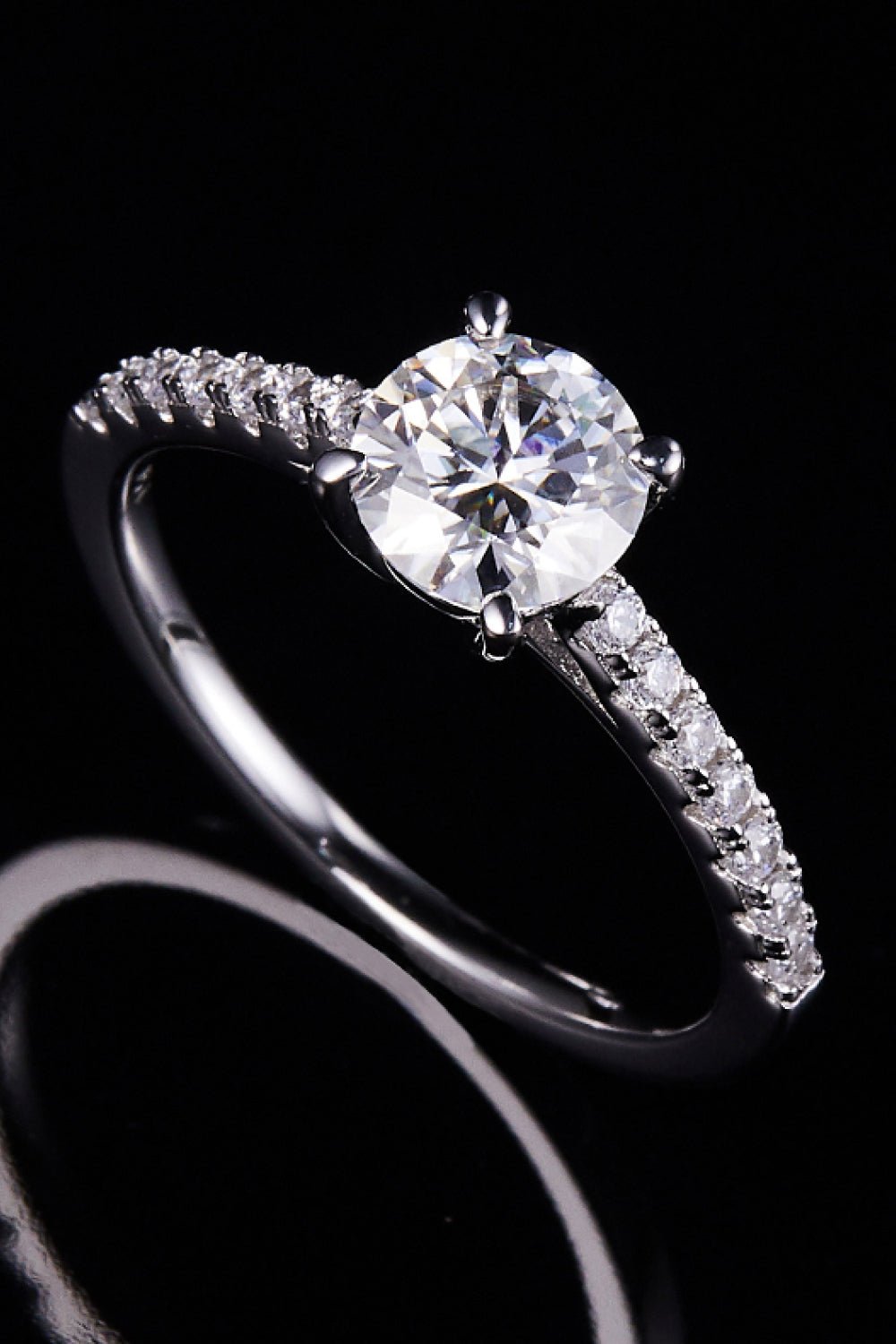 1 Carat Moissanite 925 Sterling Silver Side Stone Ring - EMMY