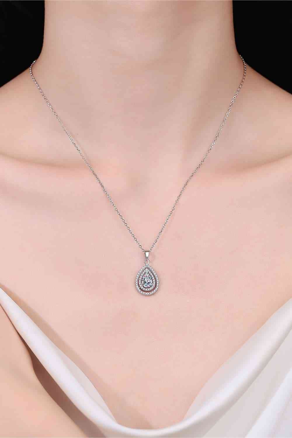 1 Carat Moissanite Teardrop Pendant Necklace - EMMY