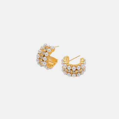 18K Gold-Plated Pearl C-Hoop Earrings - EMMY