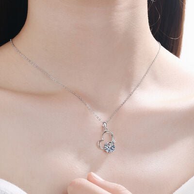 2 Carat Moissanite Heart 925 Sterling Silver Necklace - EMMY