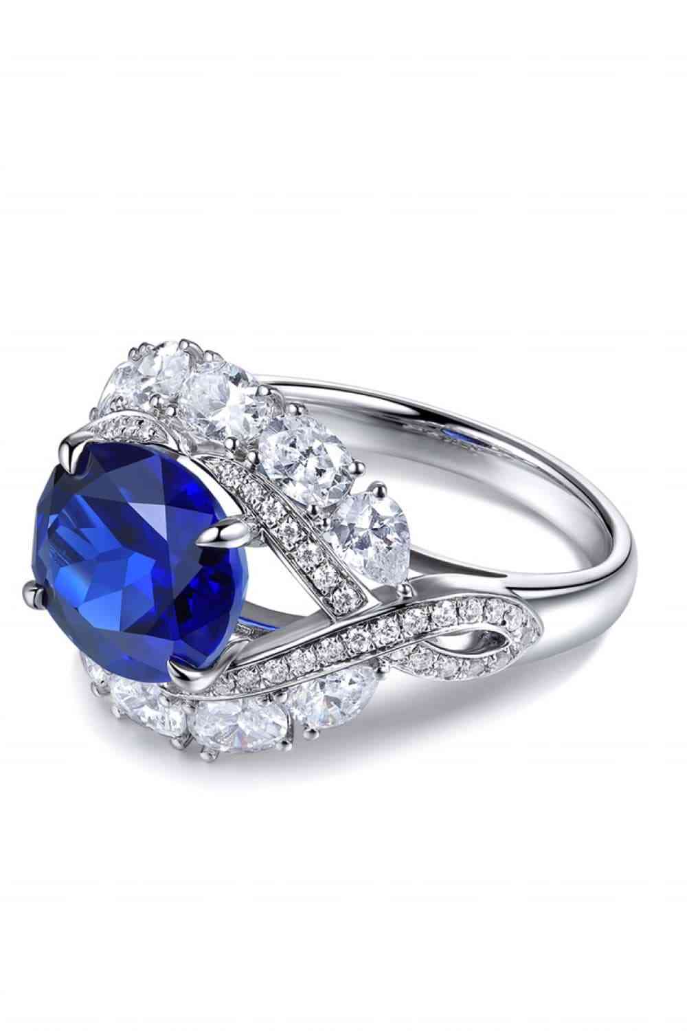 5 Carat Lab-Grown Sapphire Platinum-Plated Ring - EMMY