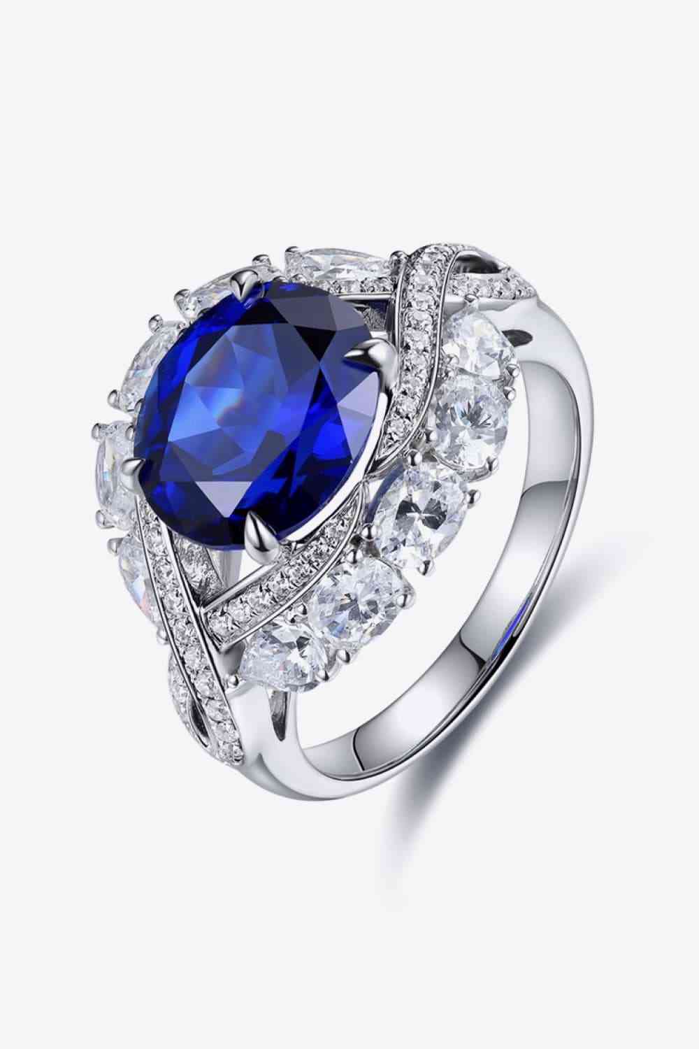 5 Carat Lab-Grown Sapphire Platinum-Plated Ring - EMMY
