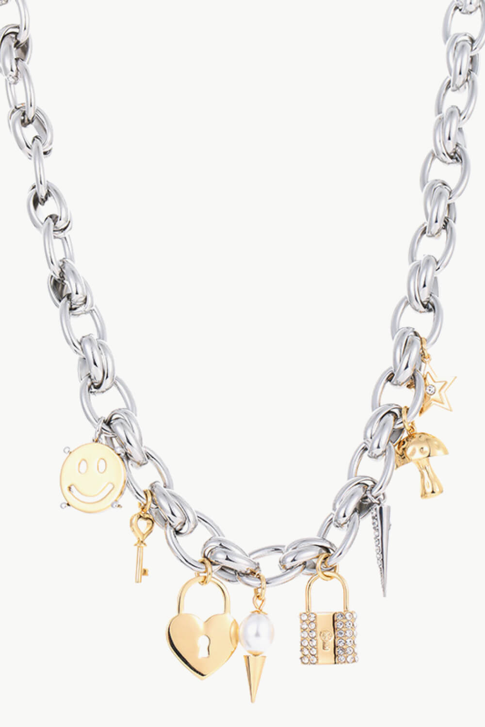 5-Piece Wholesale Lock Pendant Double-Layered Necklace - EMMY