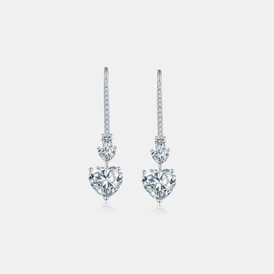 5.44 Carat 925 Sterling Silver Moissanite Heart Drop Earrings - EMMY