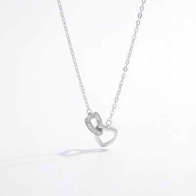 925 Sterling Silver Inlaid Zircon Heart Necklace - EMMY