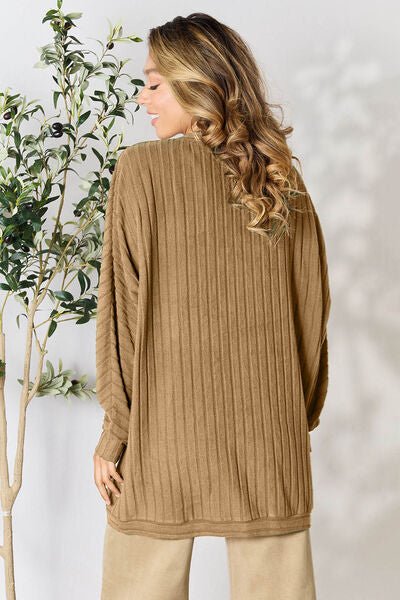 Basic Bae Full Size Ribbed Cocoon Cardigan - EMMY