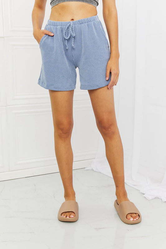 Blumin Apparel Too Good Full Size Ribbed Shorts in Misty Blue - EMMY