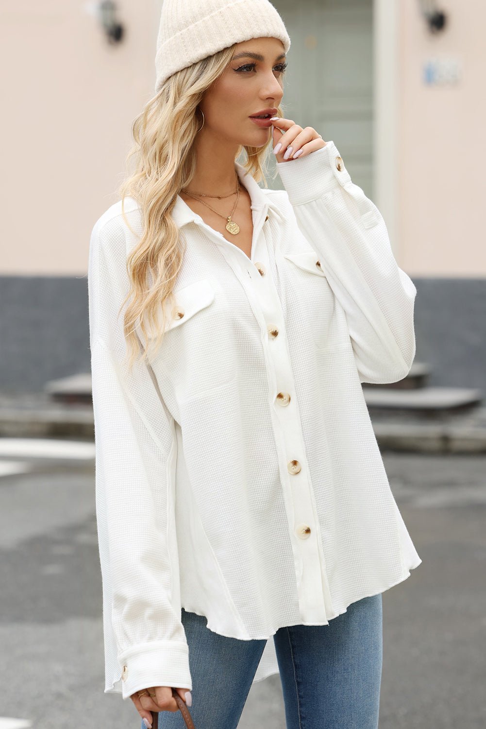 Button Up Long Sleeve Shirt - EMMY