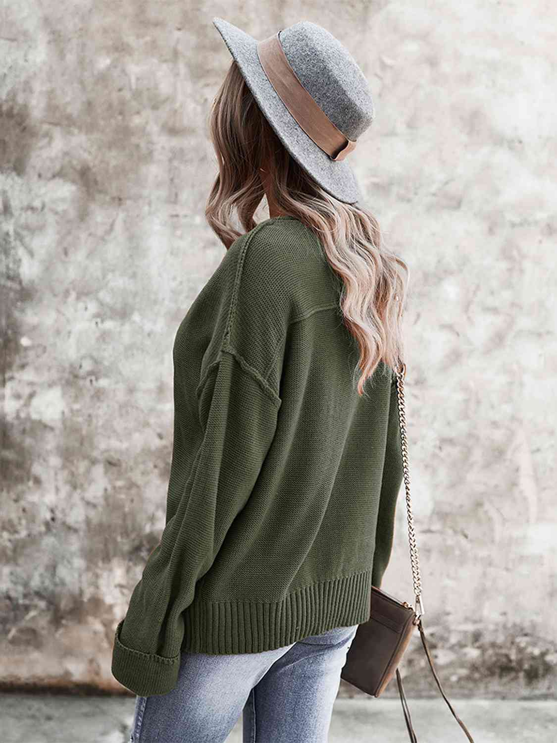 Buttoned Exposed Seam Knit Top - EMMY