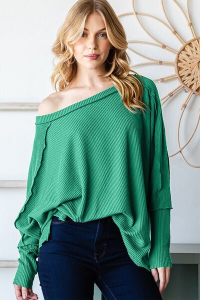 Exposed Seam Lantern Sleeve Top - EMMY