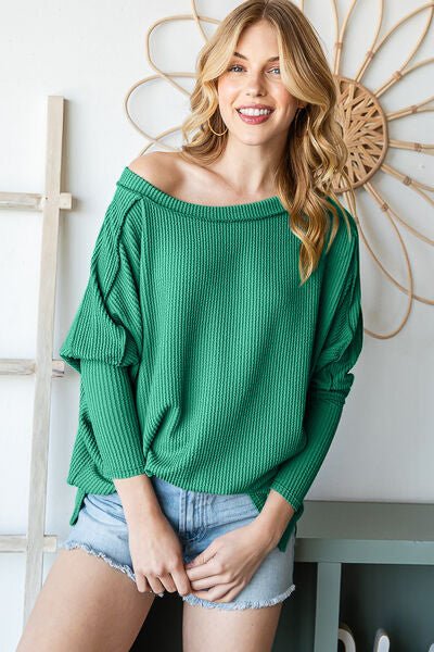 Exposed Seam Lantern Sleeve Top - EMMY