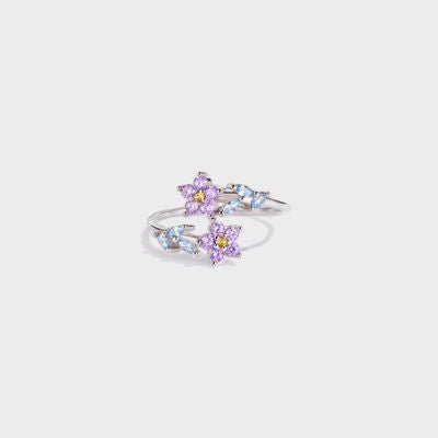 Flower Shape Inlaid Zircon 925 Sterling Silver Ring - EMMY