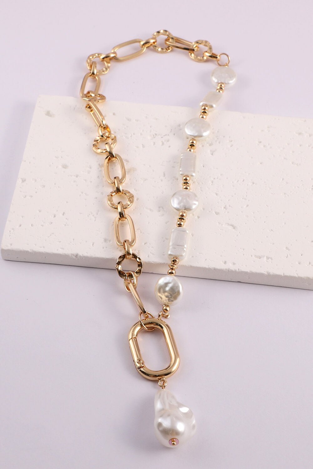 Freshwater Pearl Pendant Chunky Chain Necklace - EMMY