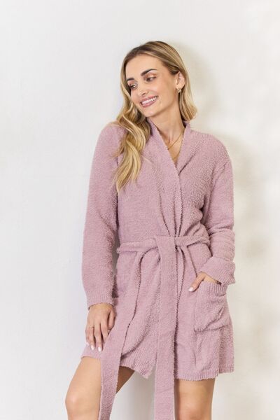 Hailey & Co Tie Front Long Sleeve Robe - EMMY