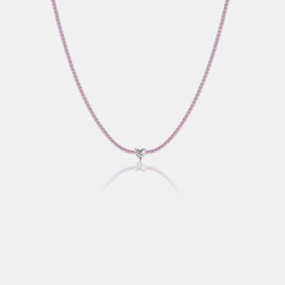 Heart Inlaid Zircon 925 Sterling Silver Necklace - EMMY