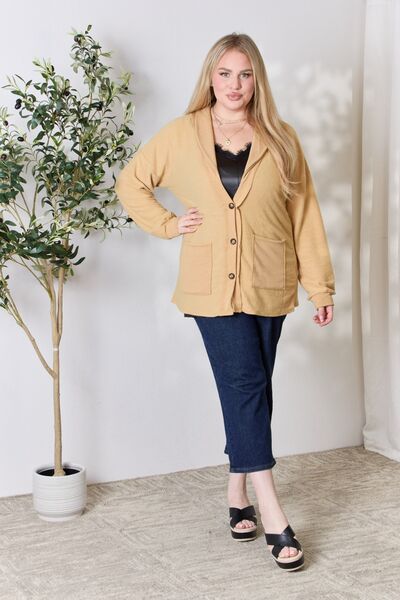 Heimish Full Size Button Up Long Sleeve Cardigan - EMMY