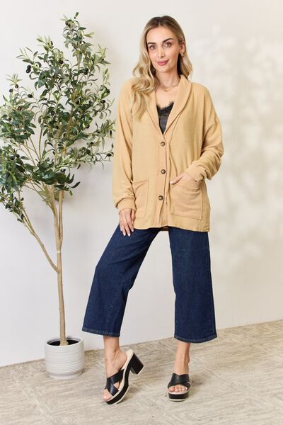 Heimish Full Size Button Up Long Sleeve Cardigan - EMMY