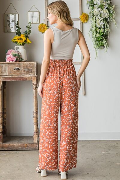 Heimish Full Size Printed Tied Straight Casual Pants - EMMY