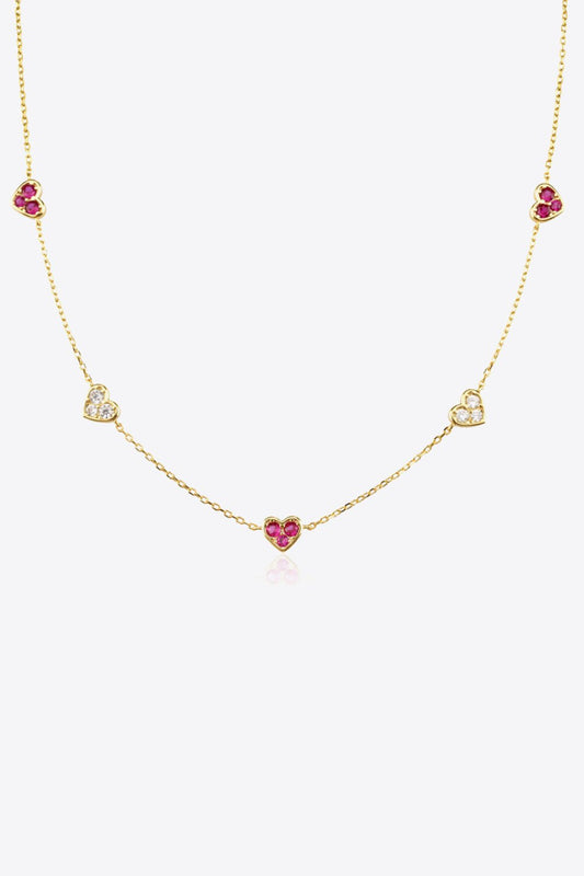 Inlaid Zircon Heart Necklace - EMMY
