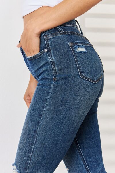 Judy Blue Full Size High Waist Distressed Slim Jeans - EMMY