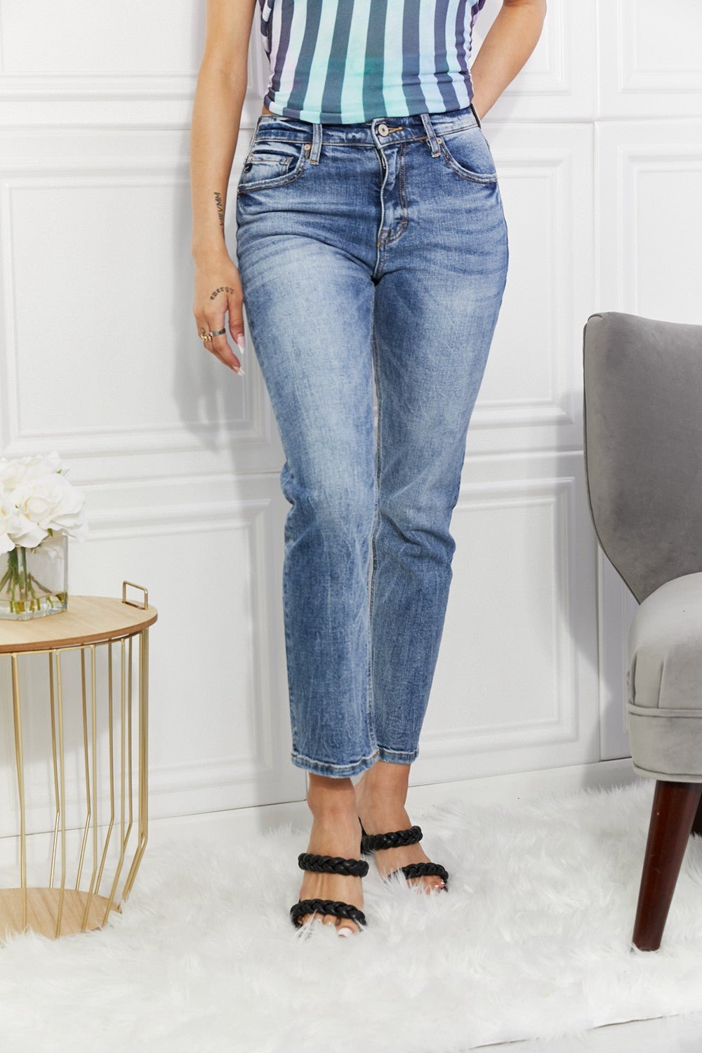 Kancan Full Size Amara High Rise Slim Straight Jeans - EMMY