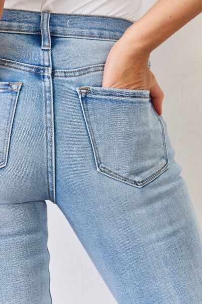 Kancan Full Size Mid Rise Y2K Slit Bootcut Jeans - EMMY