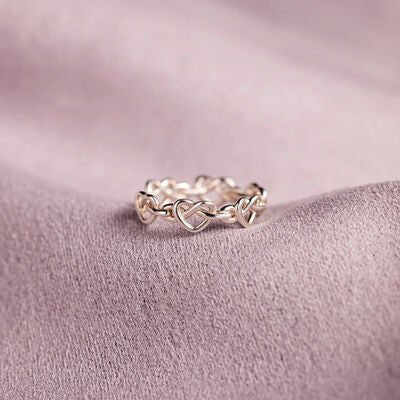 Knotted Hearts 925 Sterling Silver Open Ring - EMMY