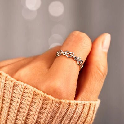 Knotted Hearts 925 Sterling Silver Open Ring - EMMY