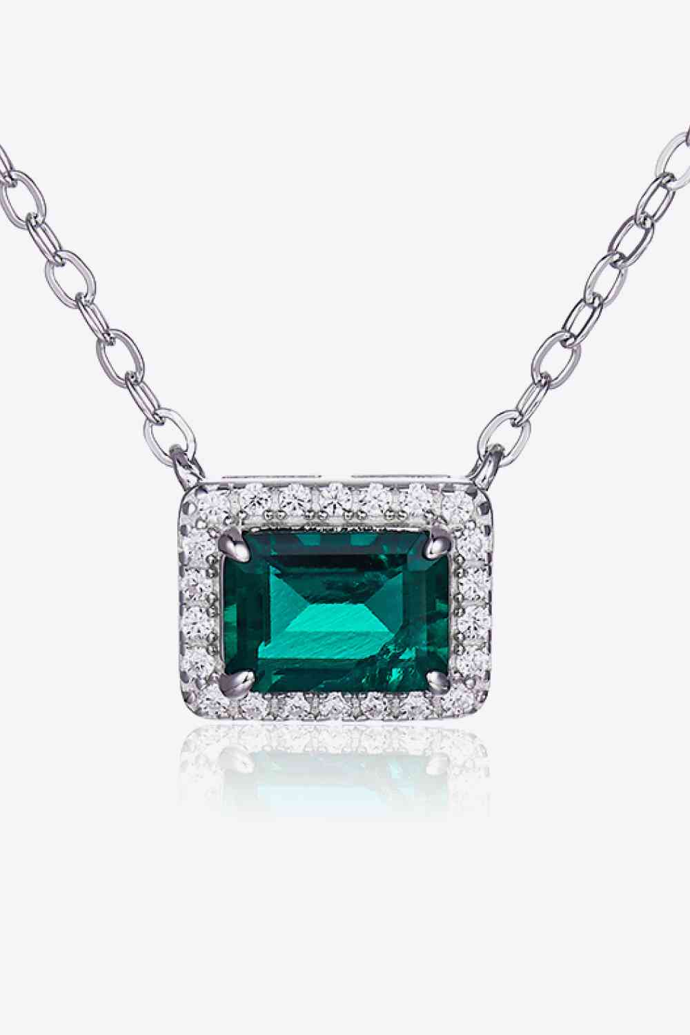 Lab-Grown Emerald Rectangle Pendant Necklace - EMMY