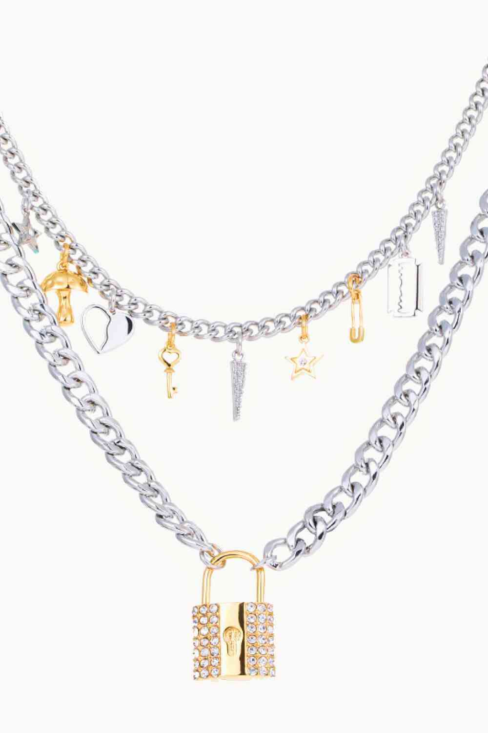 Lock Pendant Double-Layered Necklace - EMMY