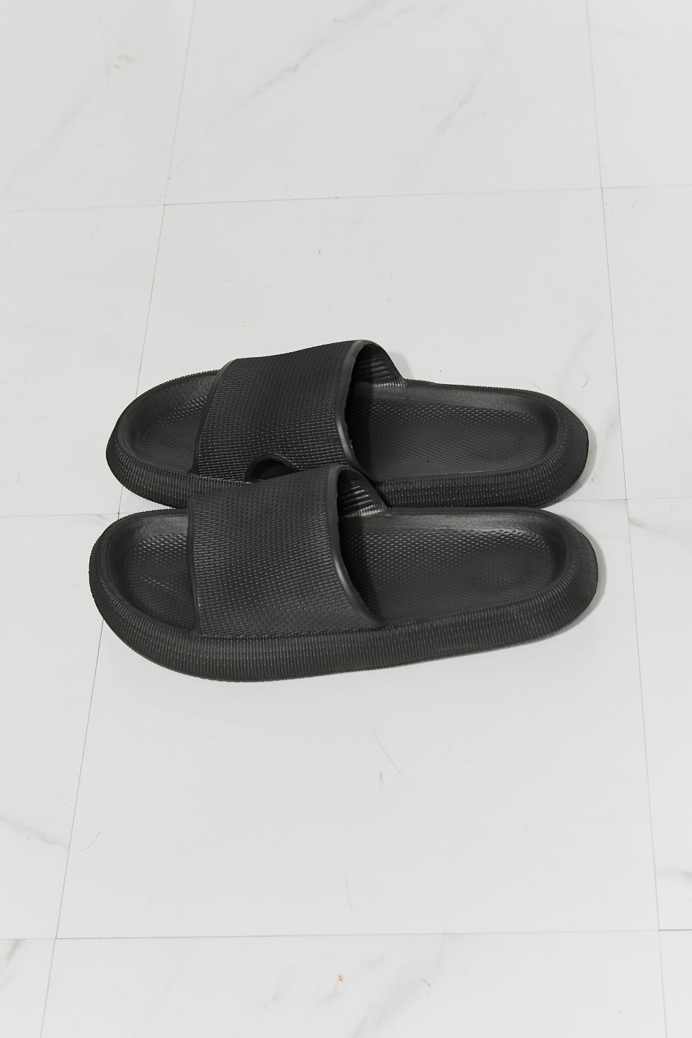 MMShoes Arms Around Me Open Toe Black Slide - EMMY