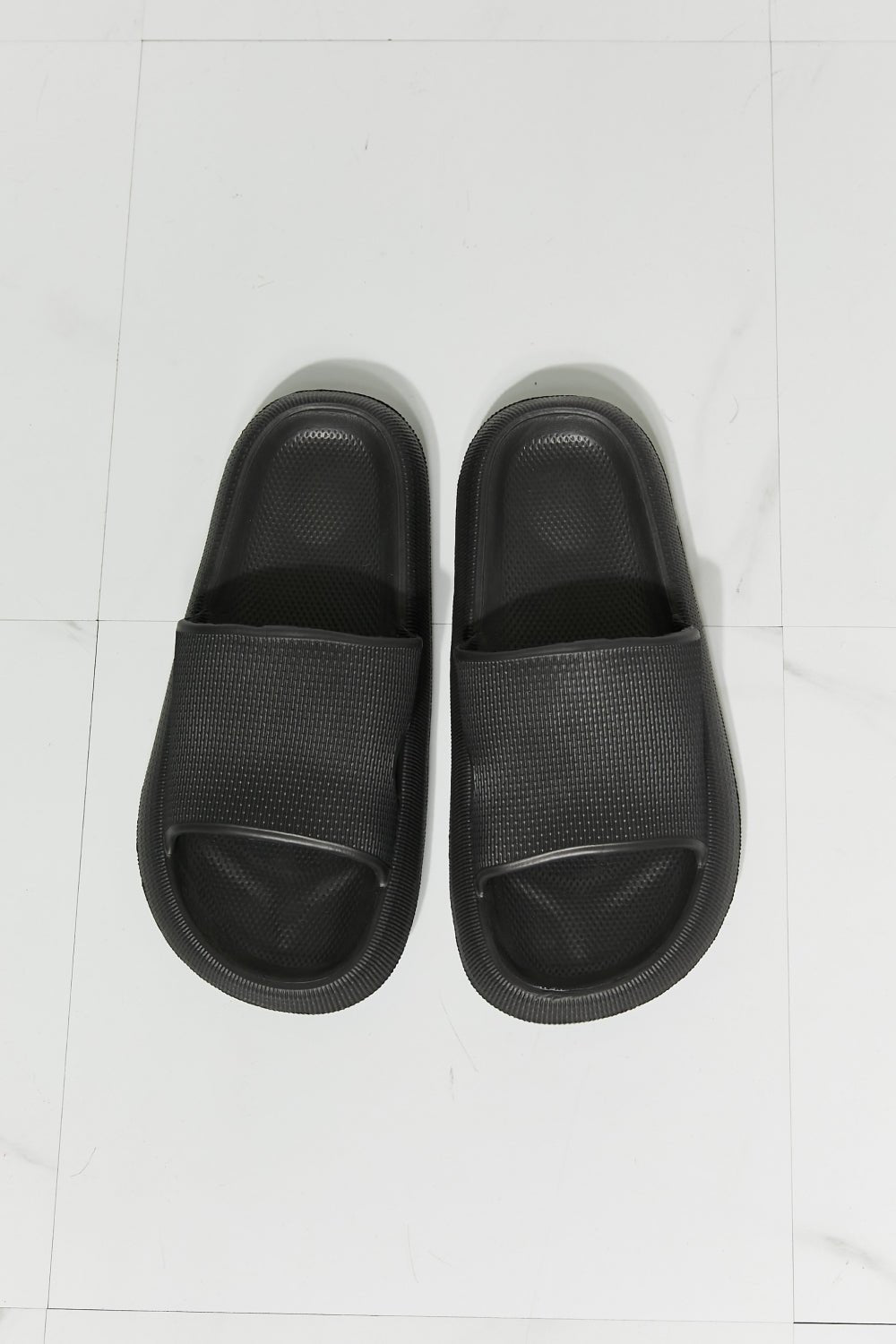 MMShoes Arms Around Me Open Toe Black Slide - EMMY